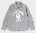 A BATHING APE BAPE KIDS COLLEGE STRIPE OXFORD BD LS SHIRT