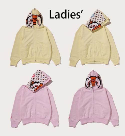 A BATHING APE Ladies' MILO SHARK OVERSIZED FULL ZIP DOUBLE HOODIE