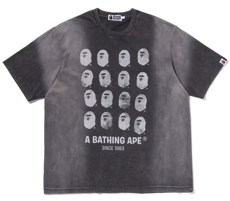 A BATHING APE BLEECHED MULTI APE HEAD LOGO RELAXED FIT TEE