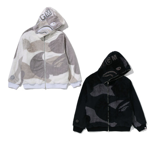 A BATHING APE COLOR CAMO SHARK FULL ZIP SHERPA JACKET