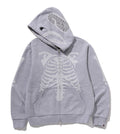 A BATHING APE SKELETON SHARK HEAVY WASHED CROPPED FIT FULL ZIP HOODIE