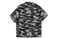 A BATHING APE PLAM TREE CAMO OPEN COLLAR POCKET SS SHIRT