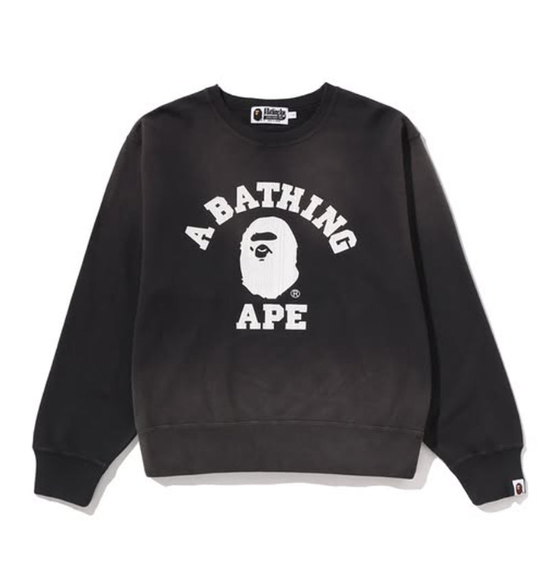A BATHING APE Ladies' VINTAGE WASHED COLLEGE CREWNECK SWEAT SHIRT