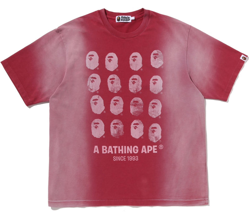 A BATHING APE BLEECHED MULTI APE HEAD LOGO RELAXED FIT TEE