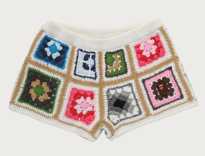 A BATHING APE Ladies' APE HEAD ONE POINT CROCHET SHORTS