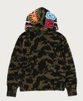 A BATHING APE Ladies' 1ST CAMO CROCHET SHARK FULL ZIP HOODIE