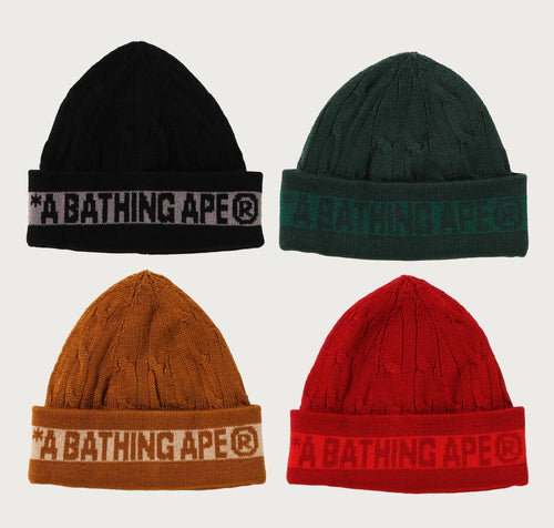 A BATHING APE BAPE CABLE KNIT CAP