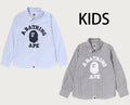 A BATHING APE BAPE KIDS COLLEGE STRIPE OXFORD BD LS SHIRT