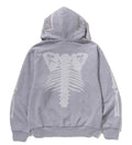 A BATHING APE SKELETON SHARK HEAVY WASHED CROPPED FIT FULL ZIP HOODIE