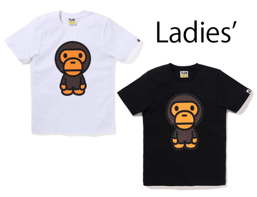 A BATHING APE Ladies' CRYSTAL STONE BIG BABY MILO TEE