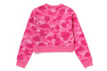 A BATHING APE Ladies' COLOR CAMO CROPPED CREWNECK SWEAT SHIRT