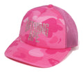 A BATHING APE Ladies' COLOR CAMO CRYSTAL BATHING APE LOGO MESH CAP