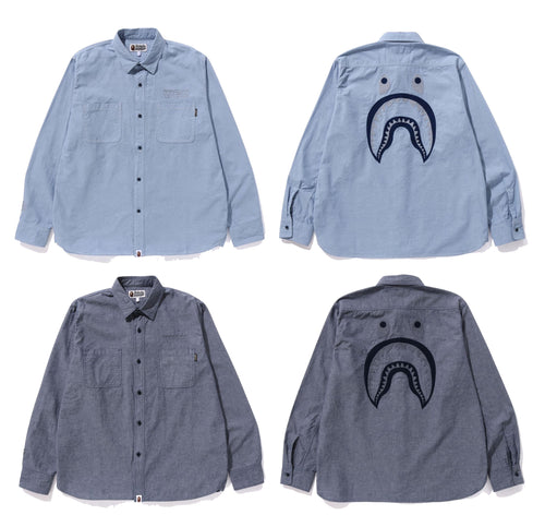 A BATHING APE SHARK DUNGAREES SHIRT ( RELAXED FIT )