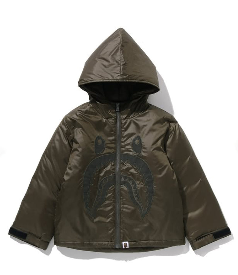 A BATHING APE BAPE KIDS SHARK PATCH PADDED HOODIE JACKET