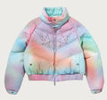 A BATHING APE Ladies' TIE DYE PHINESTONE BAPE STA LEATHER CROPPED DOWN JACKET