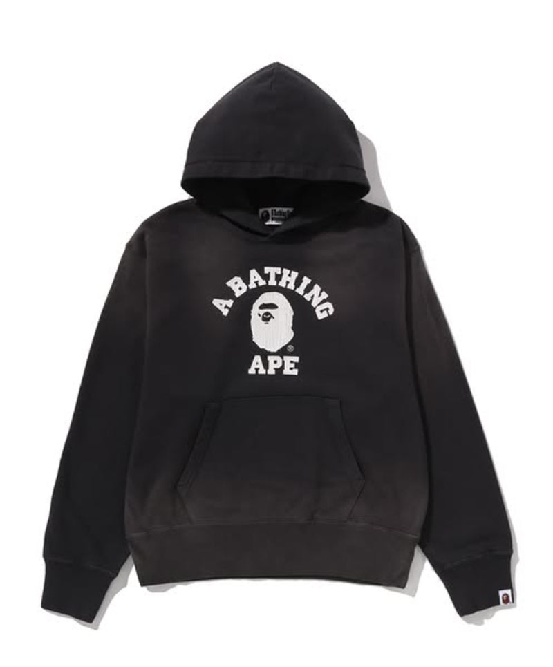 A BATHING APE Ladies' VINTAGE WASHED COLLEGE PULLOVER HOODIE