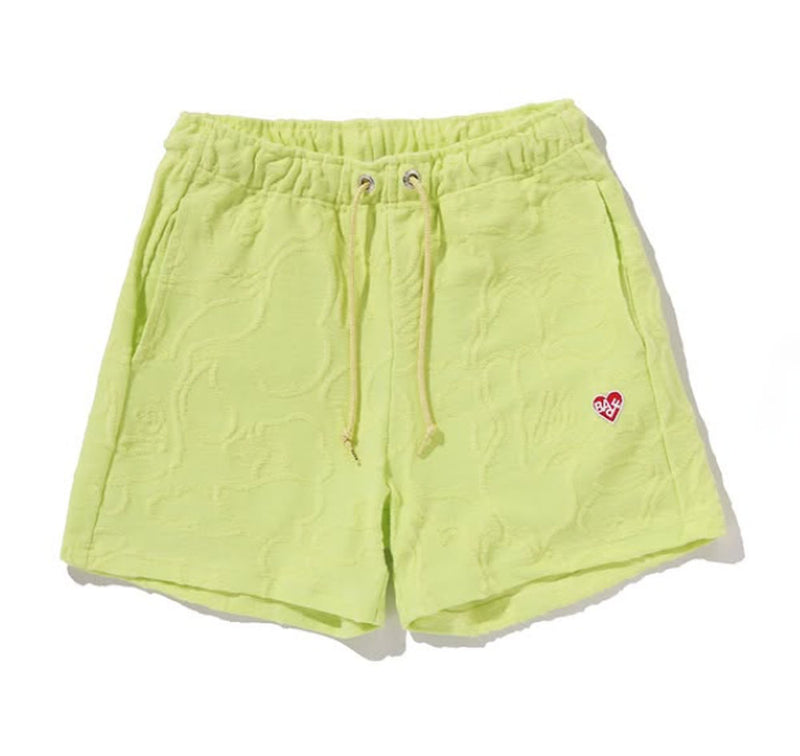 A BATHING APE Ladies' NEON CAMO JACQUARD SWEAT SHORTS