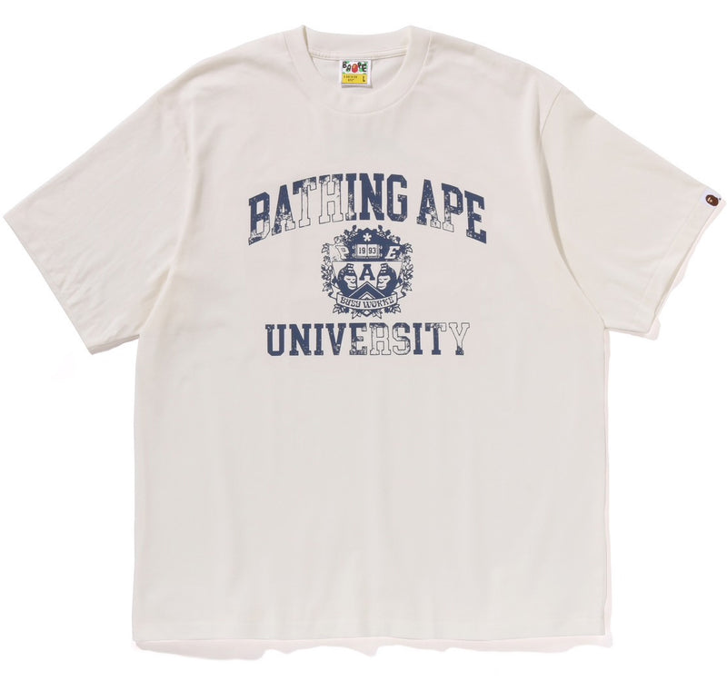 A BATHING APE SPRAY PRINT COLLEGE LOGO RELAXED FIT TEE