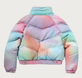 A BATHING APE Ladies' TIE DYE PHINESTONE BAPE STA LEATHER CROPPED DOWN JACKET