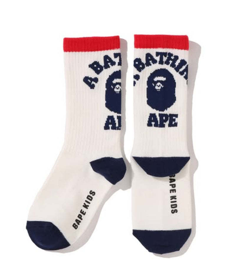 A BATHING APE BAPE KIDS COLLEGE RIB SOCKS