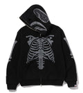 A BATHING APE SKELETON SHARK HEAVY WASHED CROPPED FIT FULL ZIP HOODIE