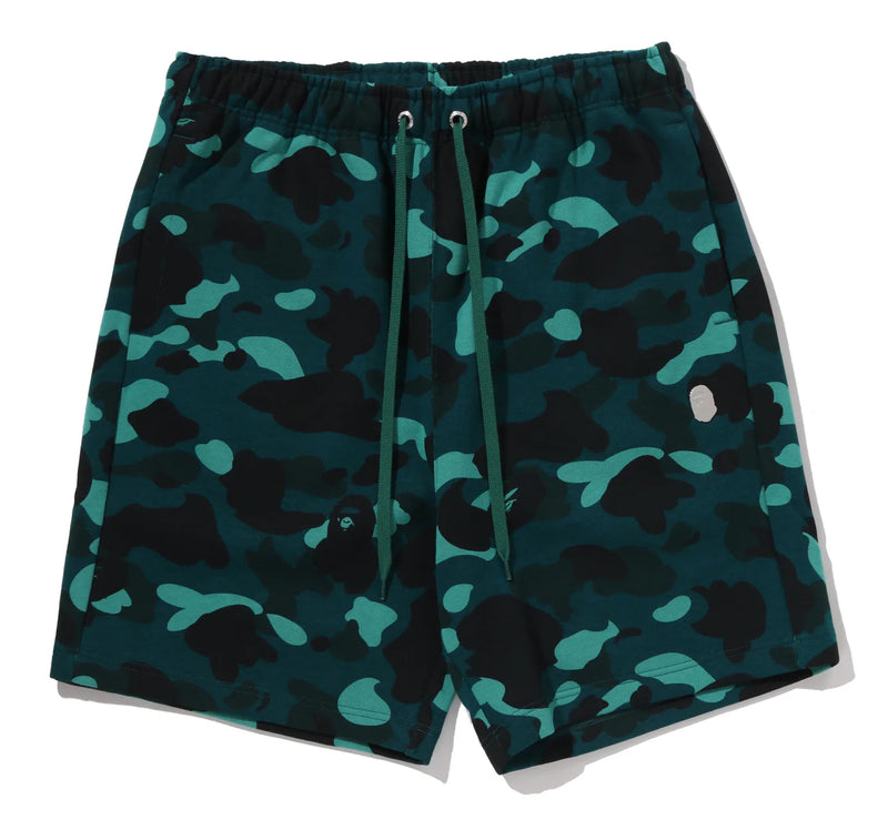 A BATHING APE COLOR CAMO METAL APE HEAD RELAXED FIT SWEAT SHORTS