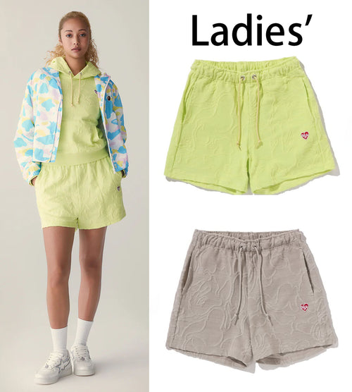 A BATHING APE Ladies' NEON CAMO JACQUARD SWEAT SHORTS
