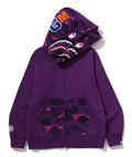 A BATHING APE COLOR CAMO SHARK FULL ZIP DOUBLE HOODIE