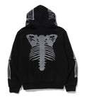 A BATHING APE SKELETON SHARK HEAVY WASHED CROPPED FIT FULL ZIP HOODIE