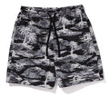 A BATHING APE PLAM TREE CAMO RELAXED FIT BEACH SHORTS