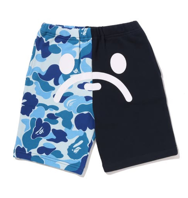 A BATHING APE BAPE KIDS ABC CAMO MILO FACE SWEAT SHORTS