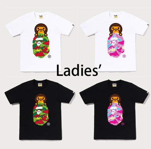 A BATHING APE Ladies' STA CAMO MILO ON APE HEAD TEE