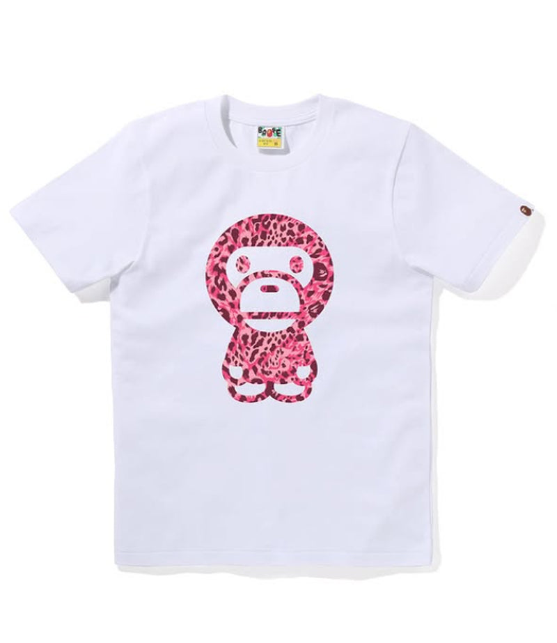 A BATHING APE Ladies' WILD LEOPARD PATTERN BIG BABY MILO TEE
