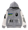 A BATHING APE LUX SPORT BADGES OVERSIZED HOODIE SWEAT VARSITY JACKET