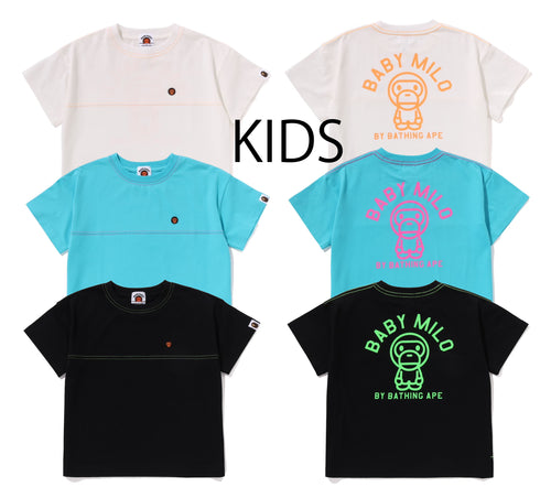 A BATHING APE BAPE KIDS BABY MILO NEON PRINT RELAXED FIT TEE