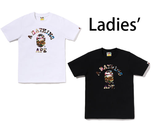 A BATHING APE Ladies' HYBRID CAMO COLLEGE TEE