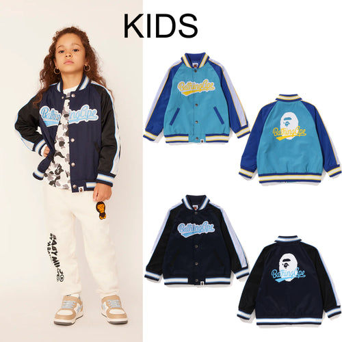 A BATHING APE BAPE KIDS BATHING APE PATCH STADIUM JACKET