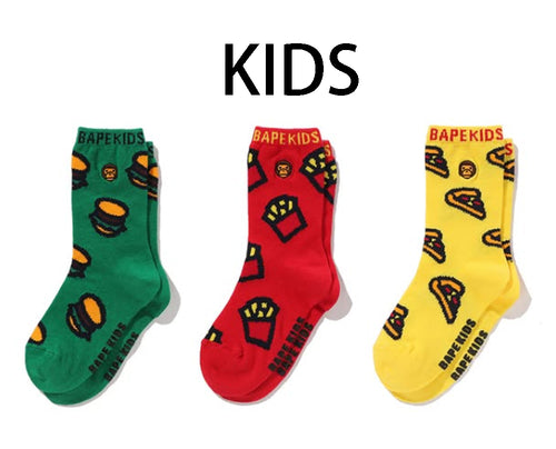 A BATHING APE BAPE KIDS BABY MILO JUNK FOOD SOCKS