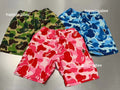 A BATHING APE BAPE KIDS ABC CAMO APE HEAD ONE POINT BEACH SHORTS