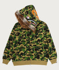 A BATHING APE ABC CAMO FUR HOOD SHARK RELAXED FIT FULL ZIP HOODIE