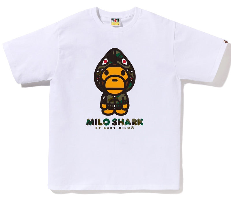A BATHING APE 1ST CAMO MILO SHARK FZH TEE