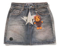A BATHING APE Ladies' FAKE PRINT MULTI LOGO DENIM SKIRT - happyjagabee store
