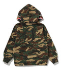 A BATHING APE BAPE KIDS GLITCH WOODLAND CAMO SHARK ZIP HOODIE