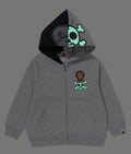 A BATHING APE BABY MILO SKULL GLOW IN THE DARK ZIP HOODIE