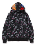 A BATHING APE JAPANESE TATTOO CAMO SHARK FULL ZIP HOODIE