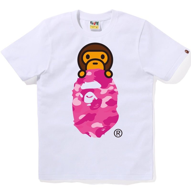 A BATHING APE Ladies' COLOR CAMO MILO ON APE HEAD TEE