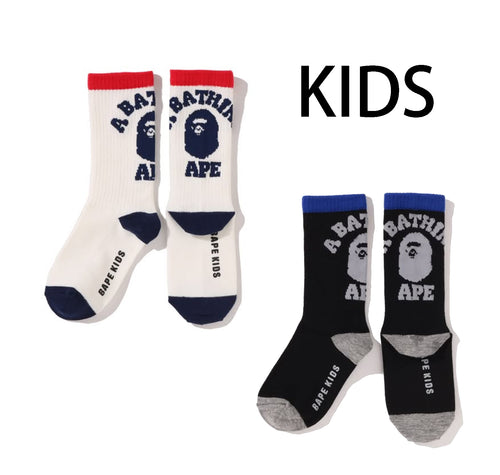 A BATHING APE BAPE KIDS COLLEGE RIB SOCKS