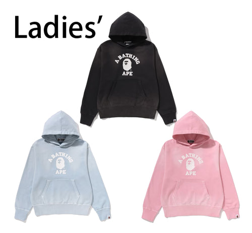 A BATHING APE Ladies' VINTAGE WASHED COLLEGE PULLOVER HOODIE