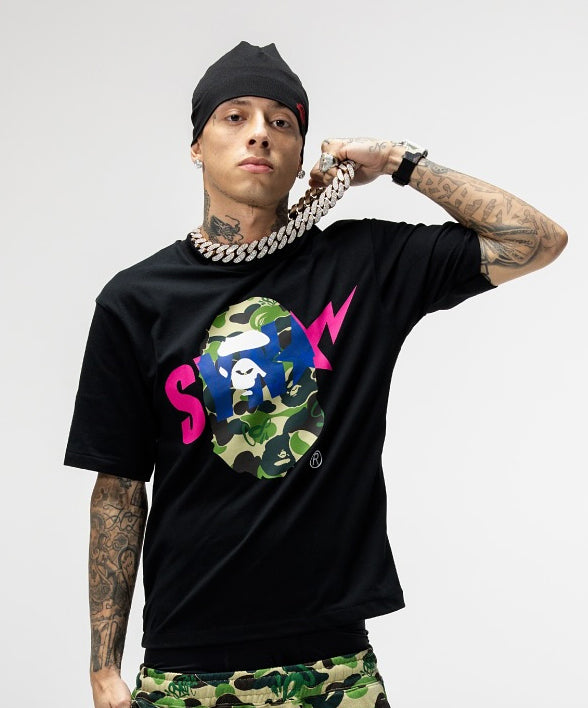 A BATHING APE BAPE x SPOTIFY BY CENTRAL CEE CAMO APE HEAD RELAXED FIT TEE