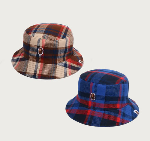 A BATHING APE BAPE CHECK BUCKET HAT